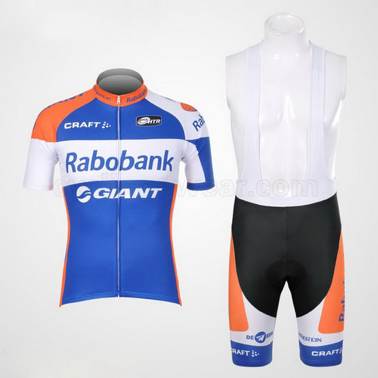 2012 Maillot Rabobank Tirantes Mangas Cortas Azul Y Blanco